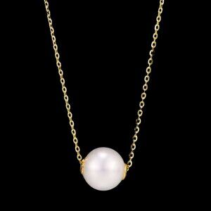 Natural Pearl Necklace in Solid 18kt Yellow Gold